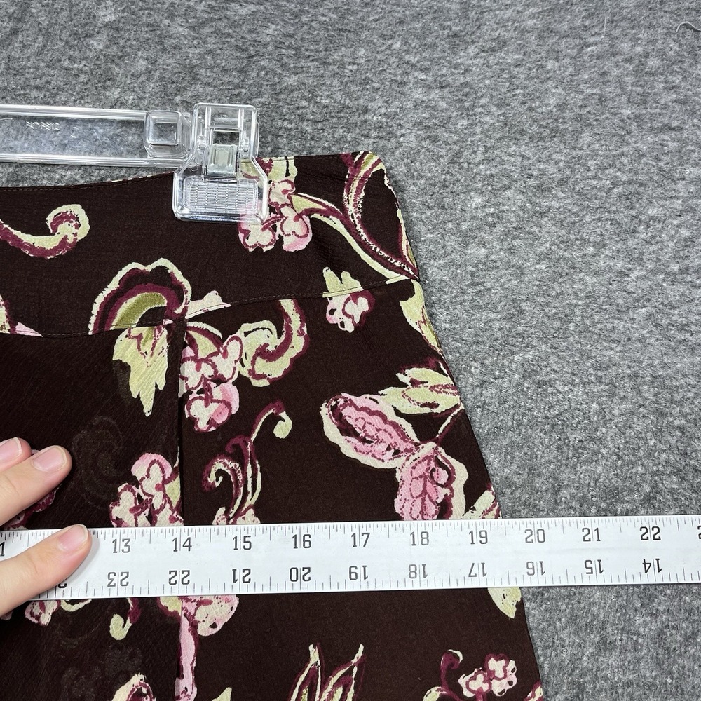 Y2K Emma James Petite Brown Floral Midi Skirt Womens 12 Chiffon Asymmetrical Hem - Picture 7 of 13
